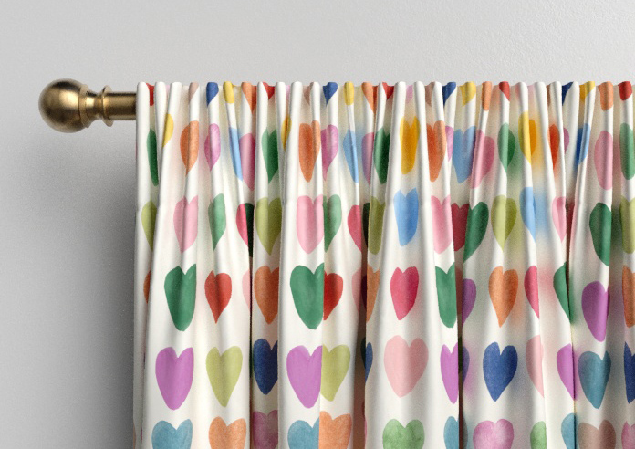 Wee Blue Bell Love Hearts, Multi - Made to Measure Curtains - Image 9